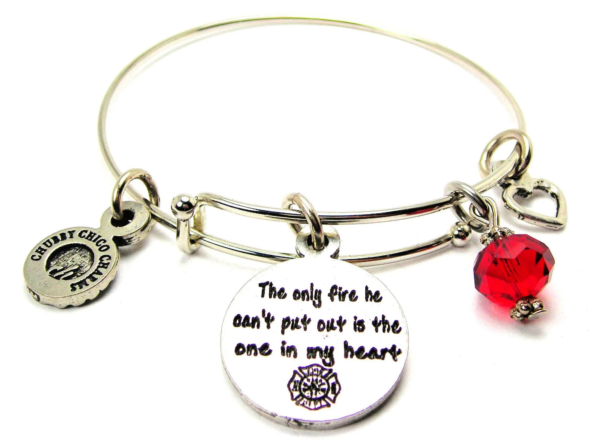 The Only Fire He Cant Put Out Is In My Heart Bangle Bracelet