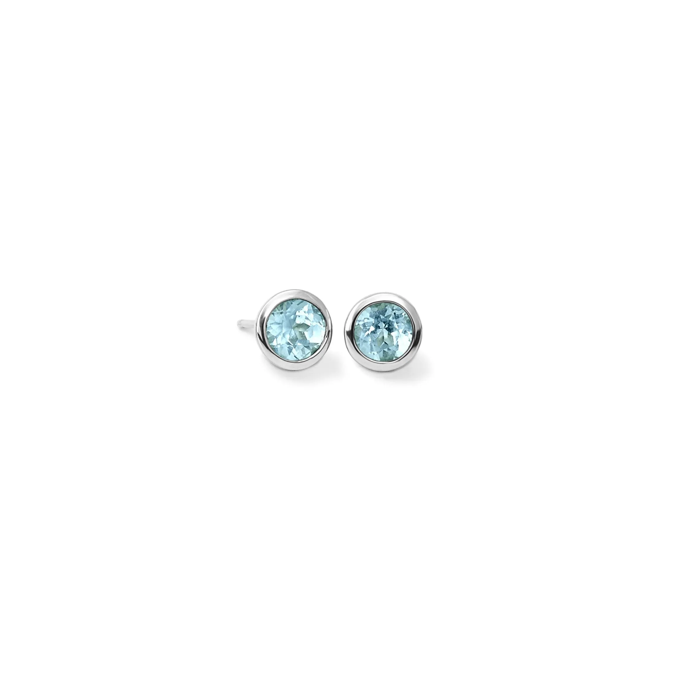 Theresa Stud Earrings White Gold - Blue Topaz