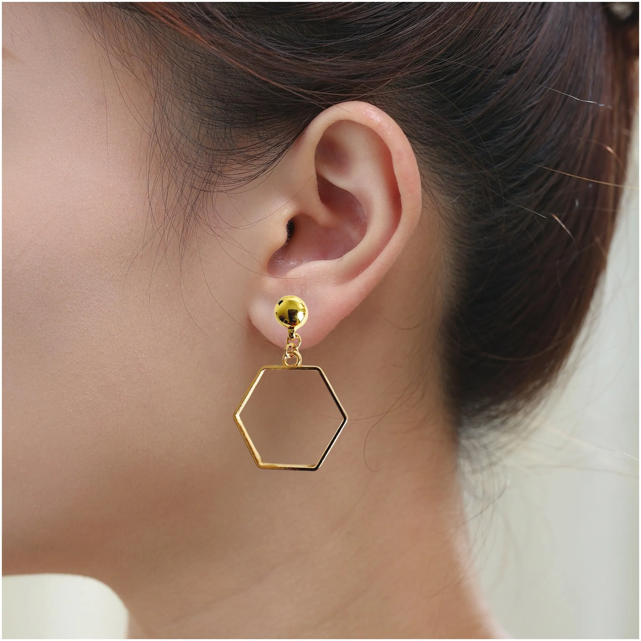 TI-GO Hexagon hoop polygon drop earrings