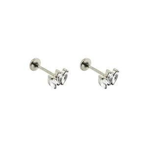 Titanium triple diamond gem flat back stud