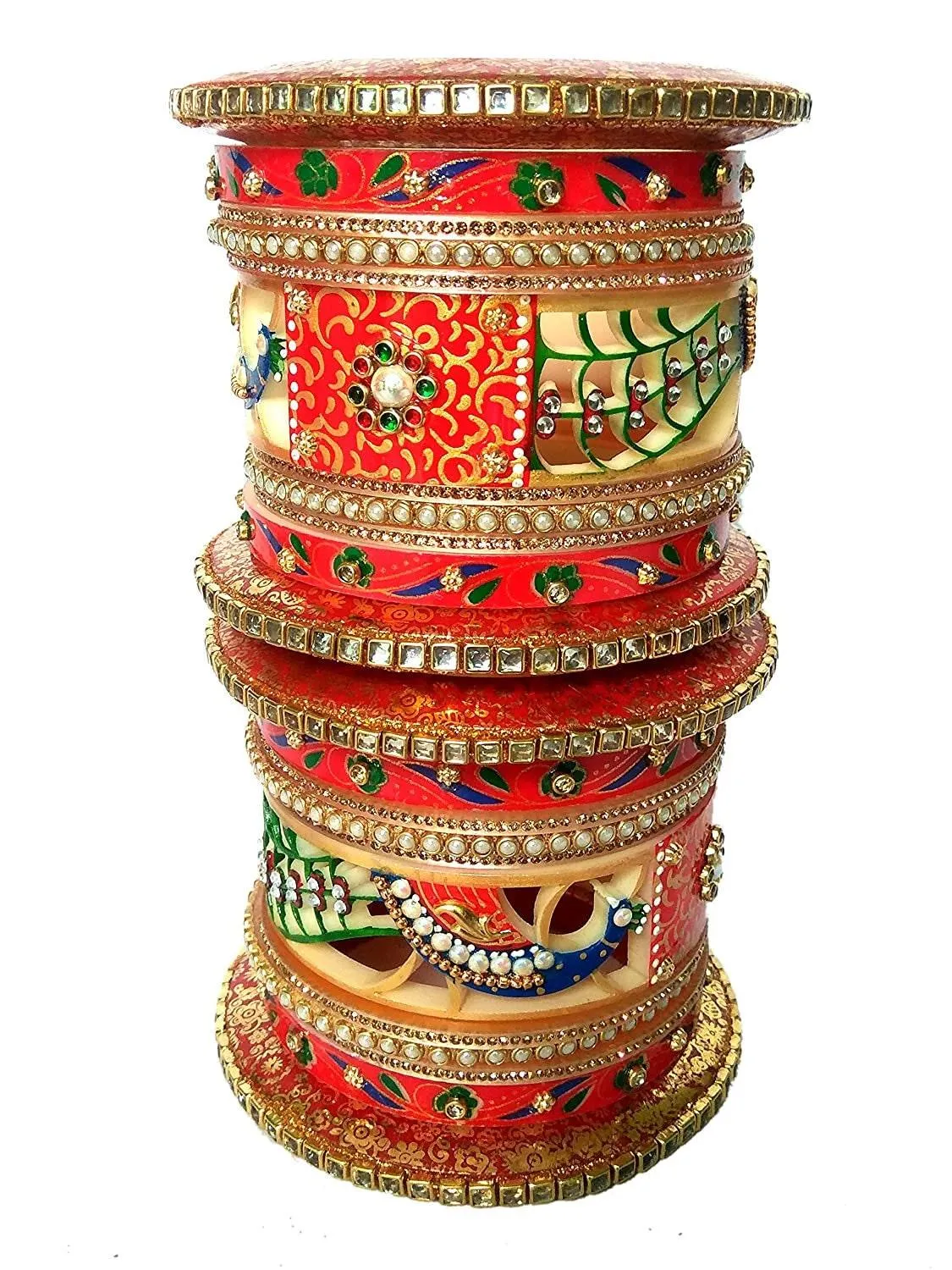 Traditional Rajawada Bridal Chura, Peacock Cutting Design Rajputi Chuda Set for Girls / Women - Bridal Bangles Set