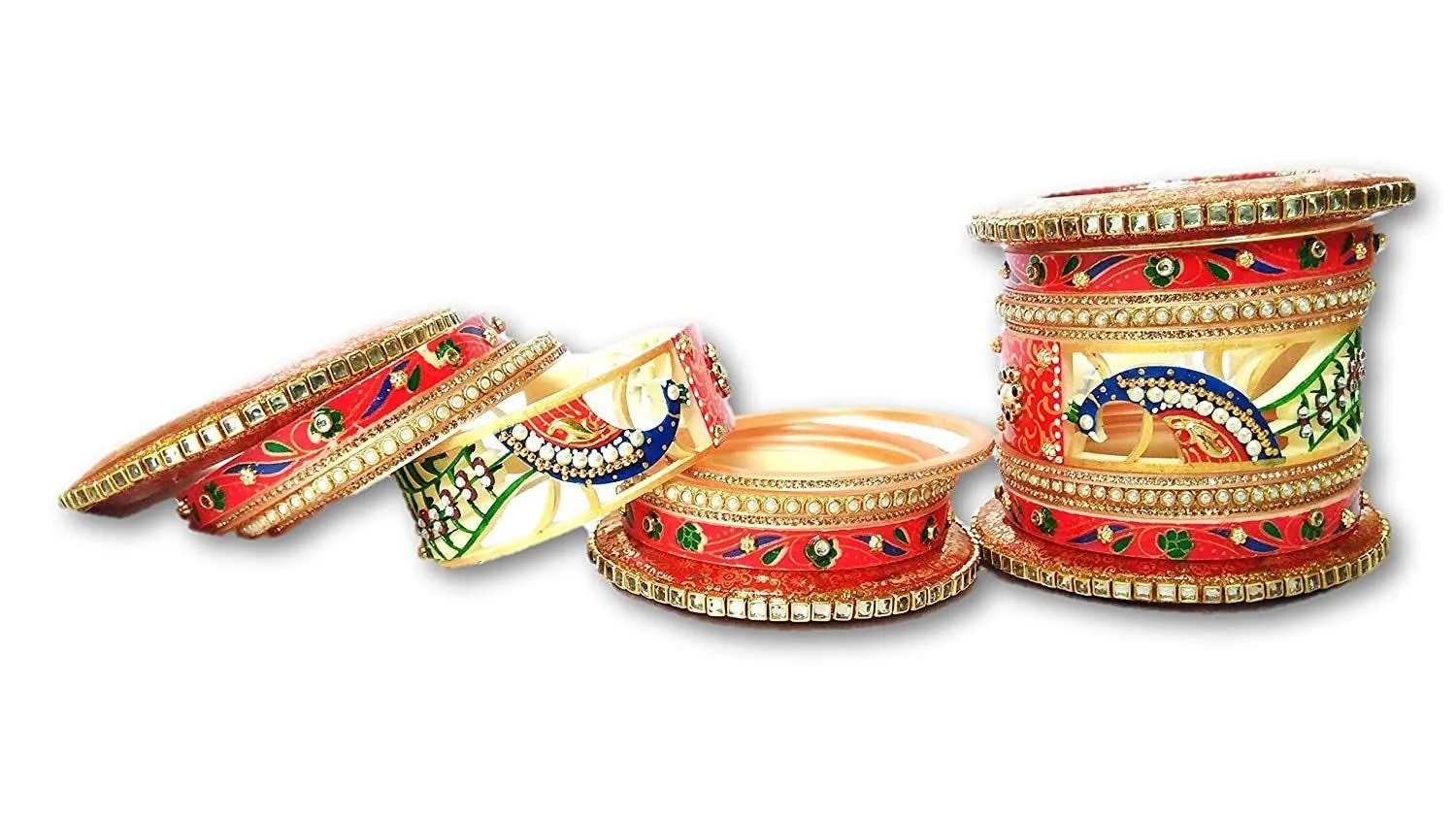 Traditional Rajawada Bridal Chura, Peacock Cutting Design Rajputi Chuda Set for Girls / Women - Bridal Bangles Set