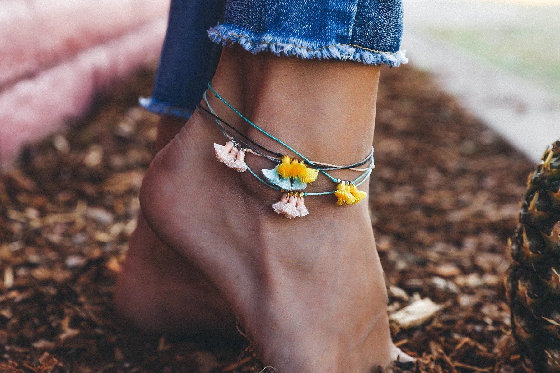 Triple Tassel Anklet