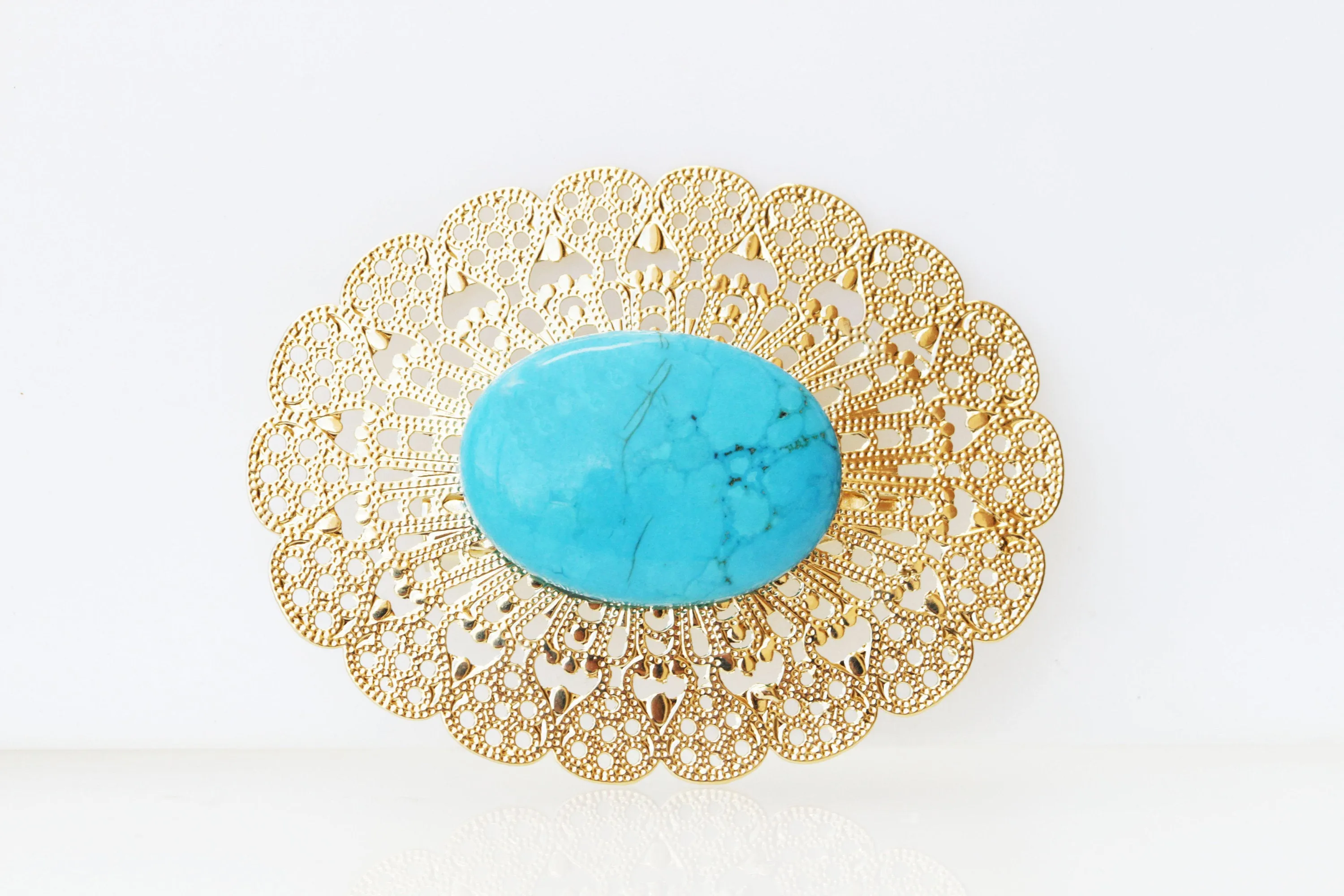 TURQUOISE GOLD BROOCH