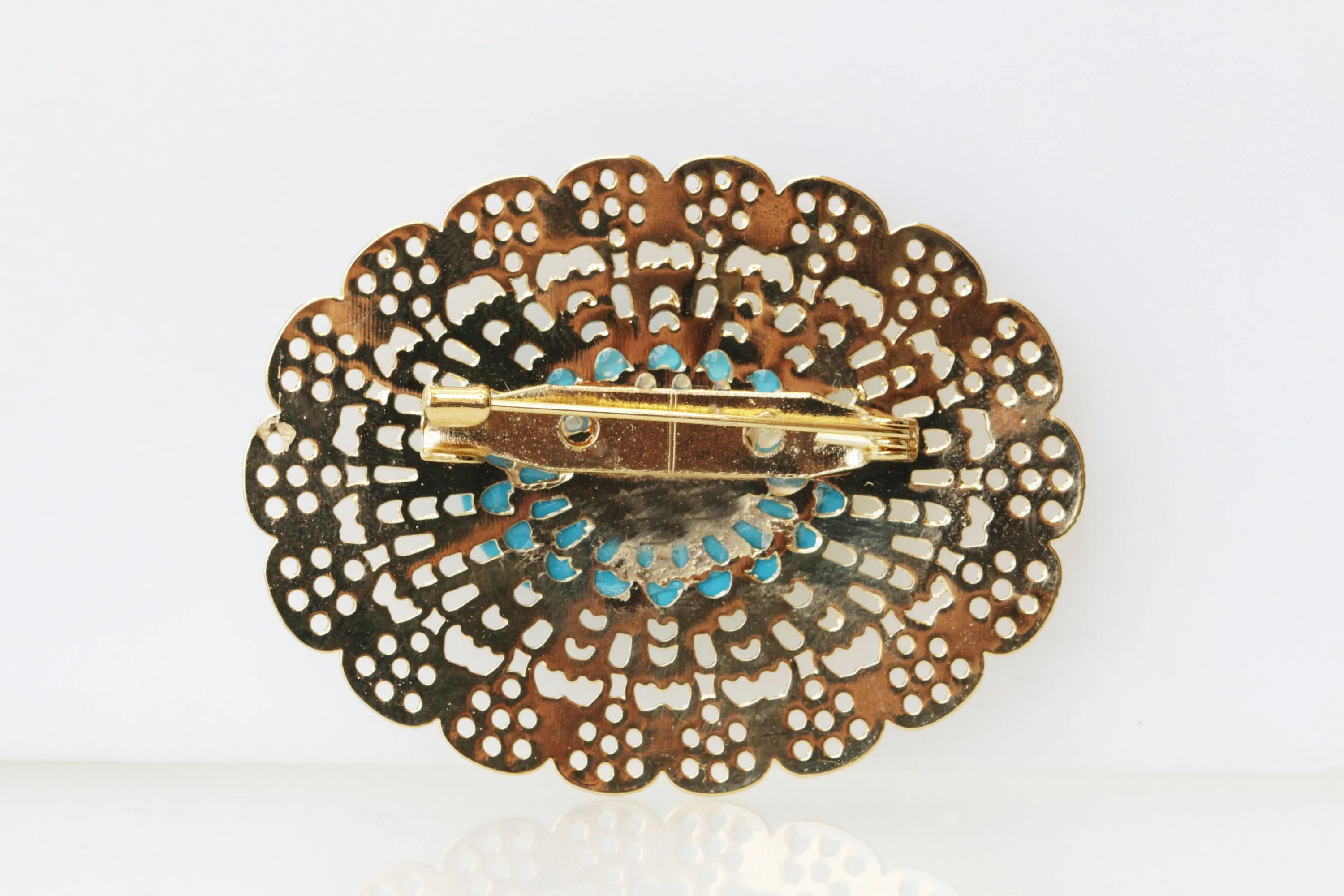 TURQUOISE GOLD BROOCH