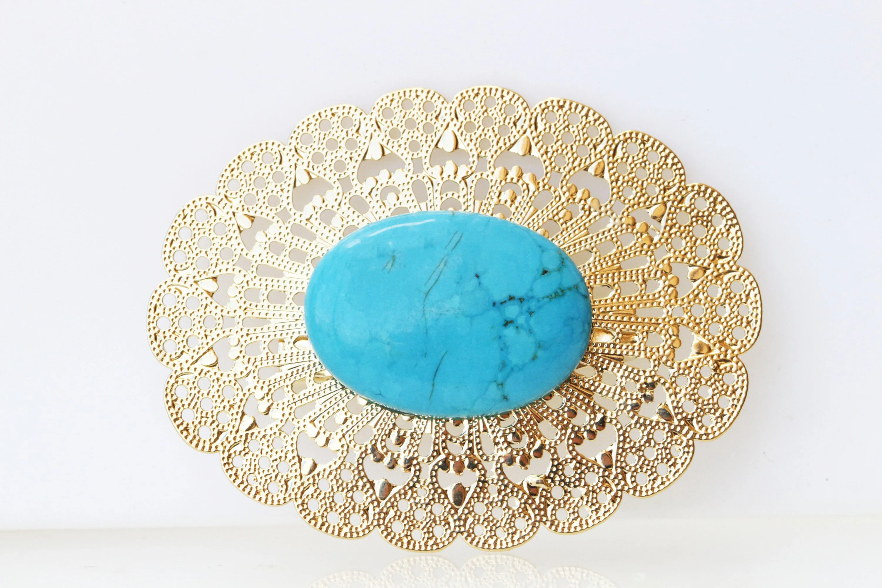 TURQUOISE GOLD BROOCH