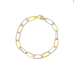 Two-Tone Open Oval Large Link Bracelet