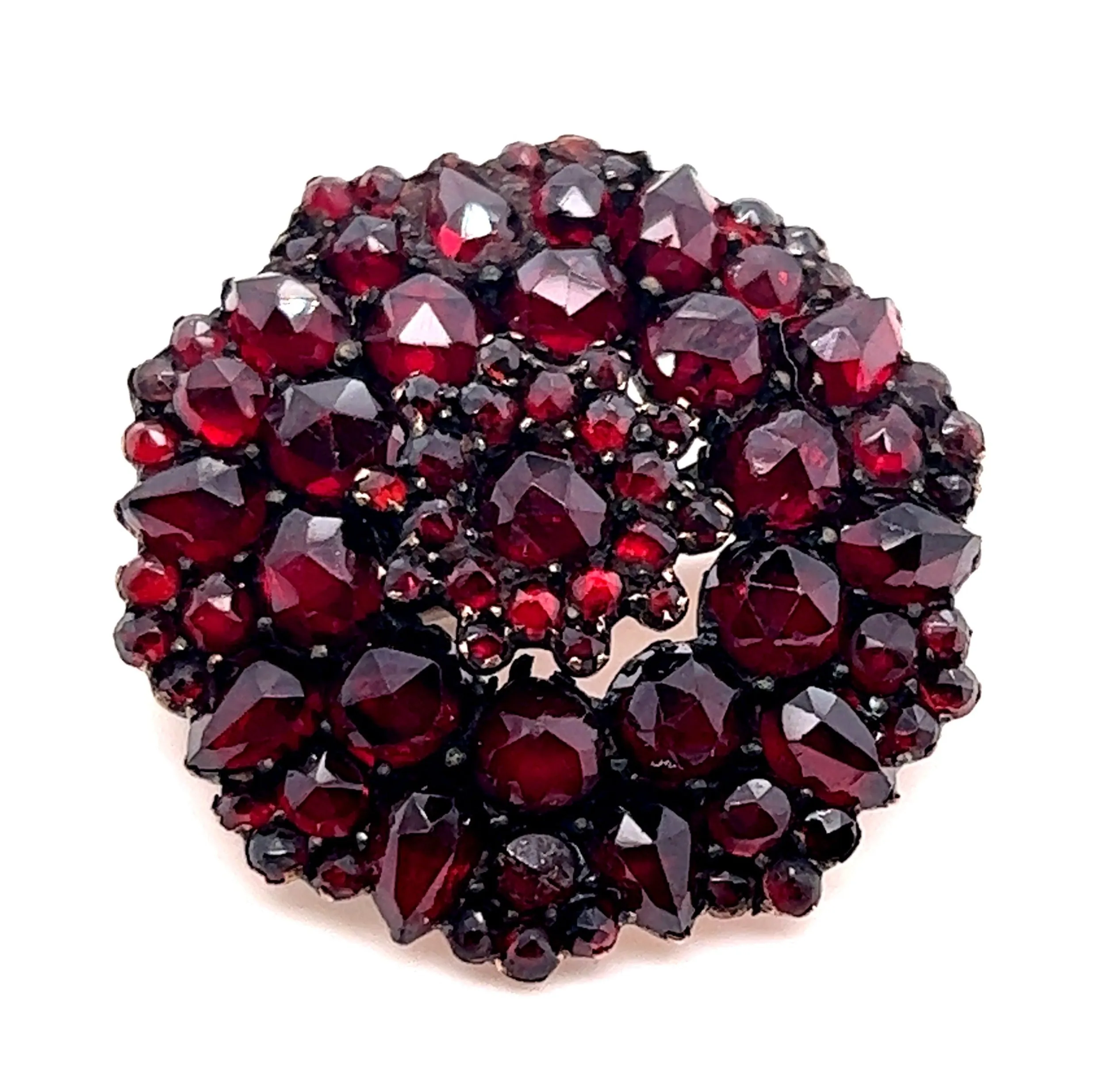 Vintage Bohemian Garnet Brooch Gold Plated