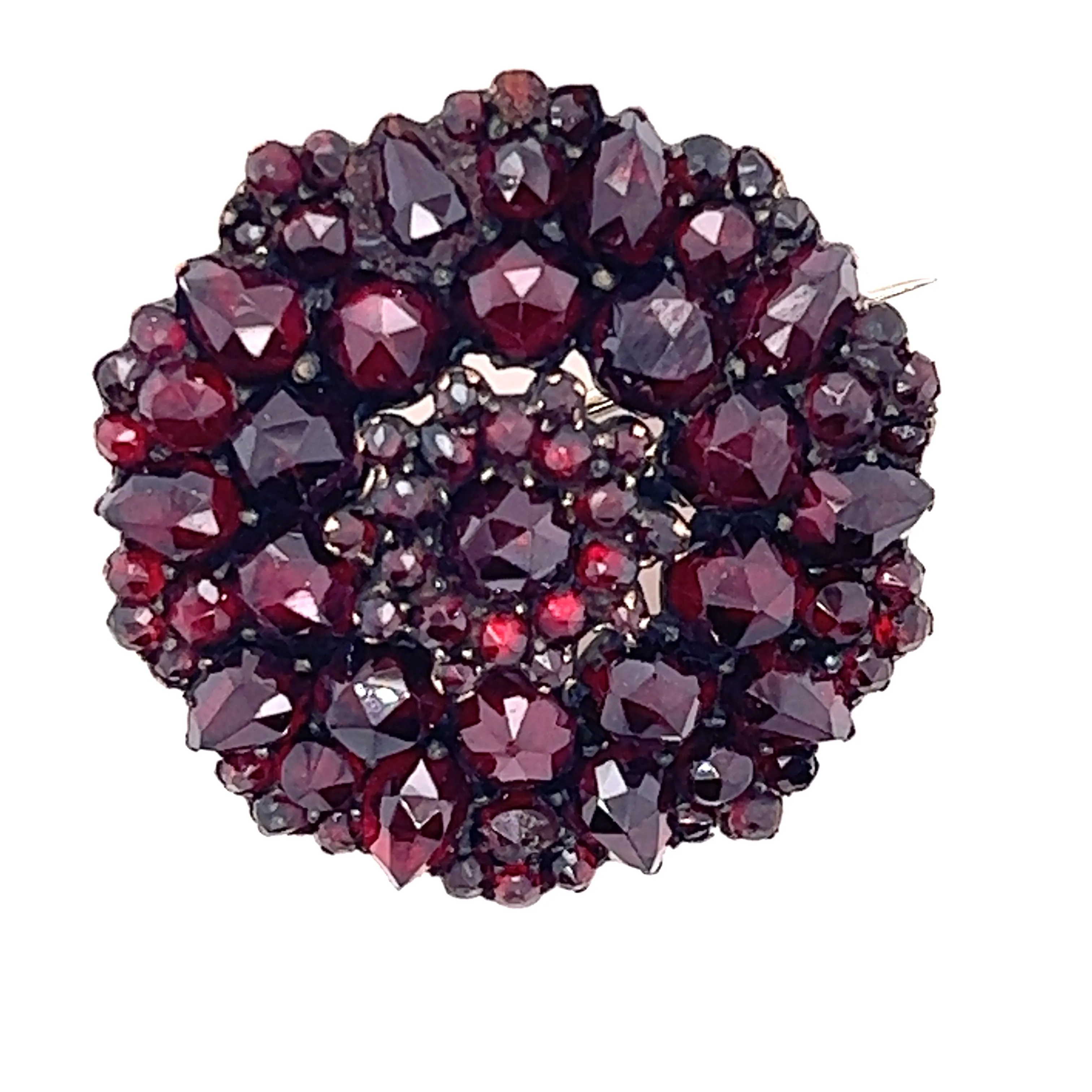 Vintage Bohemian Garnet Brooch Gold Plated