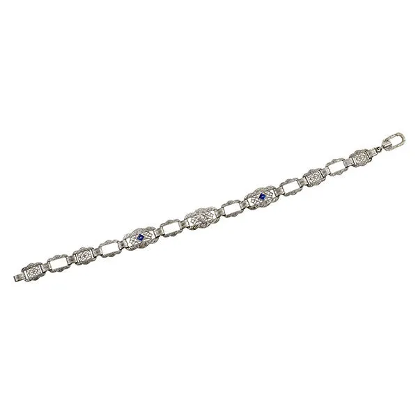 Vintage Filigree Diamond and Sapphire Bracelet