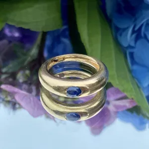 Vintage Gypsy Set Cabochon Sapphire Ring