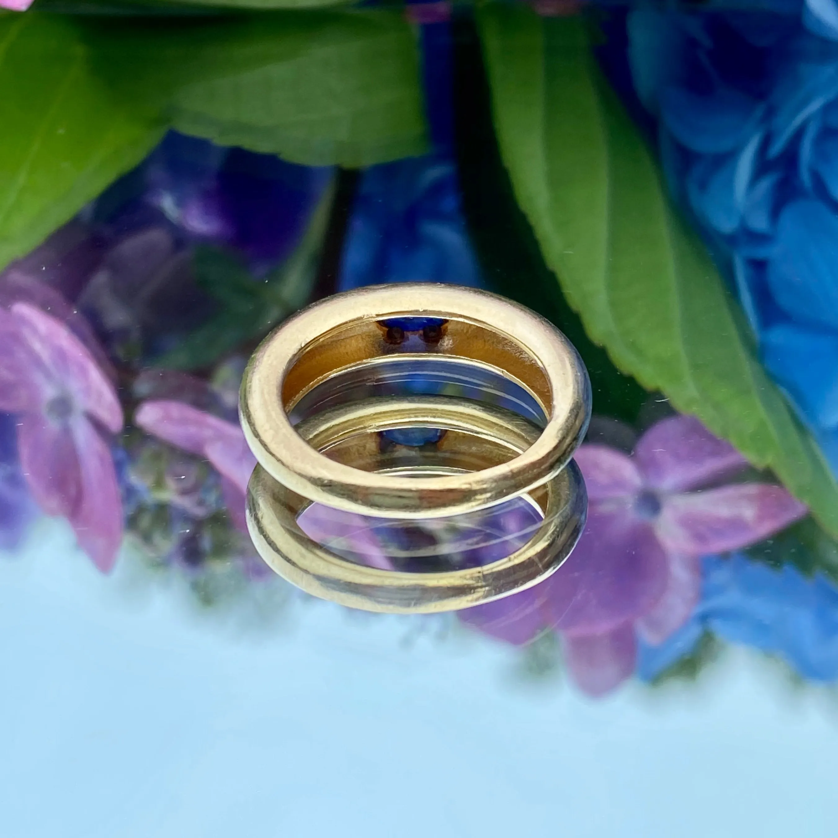 Vintage Gypsy Set Cabochon Sapphire Ring