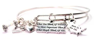 What You Think Of Yourself Is More Important Than What People Think Of You Expandable Bangle Bracelet Set