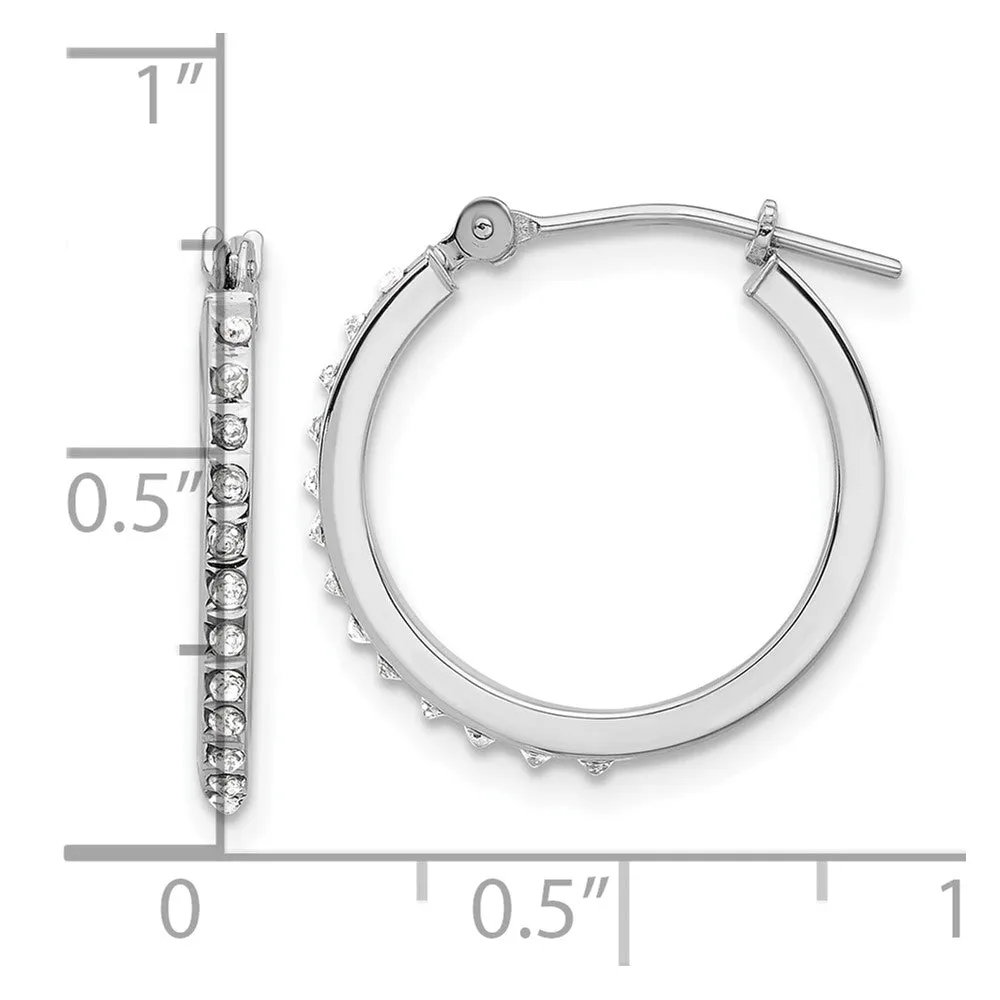 White Gold Diamond Fascination Polished Hoop Earrings - Model DF348