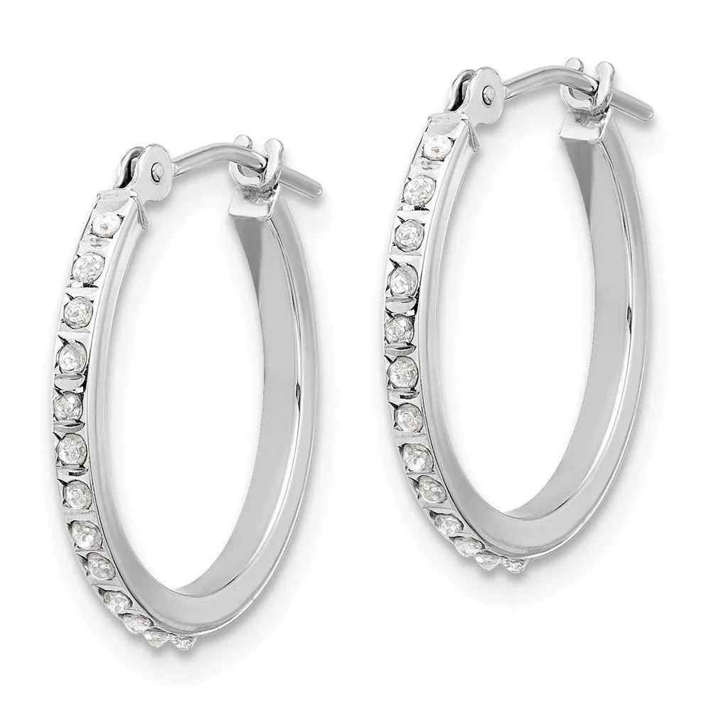 White Gold Diamond Fascination Polished Hoop Earrings - Model DF348