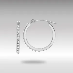 White Gold Diamond Fascination Polished Hoop Earrings - Model DF348