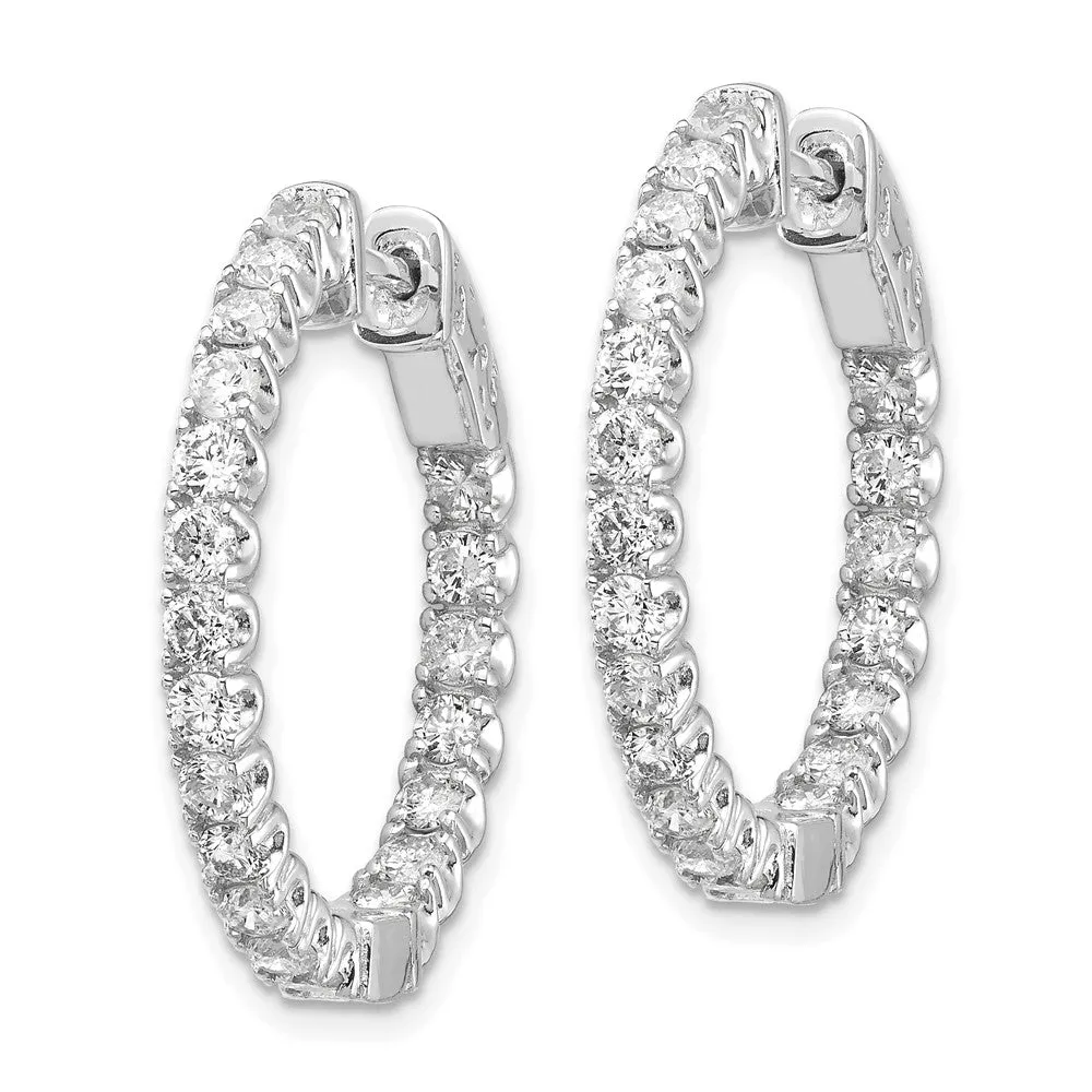 White Gold Lab Grown Dia. VS/SI FGH Round Hoop with Safety Clasp Earrings - Model XE2012WLG