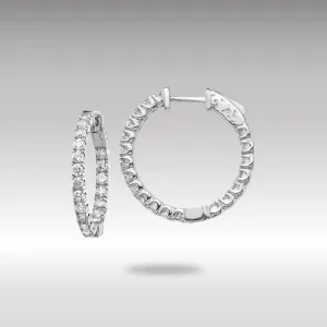 White Gold Lab Grown Dia. VS/SI FGH Round Hoop with Safety Clasp Earrings - Model XE2012WLG