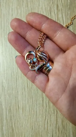 Women Femme Rose Gold Color Mother Baby Shaped Cubic Zircon Pendant Heart Pendant