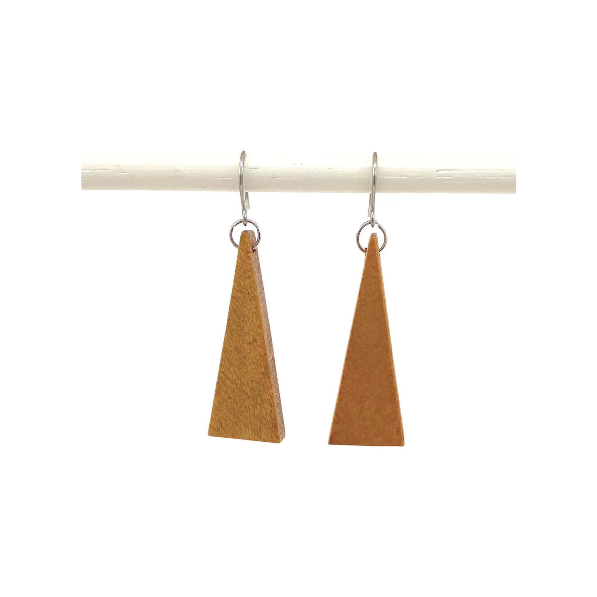 Wooden Triangle Earrings