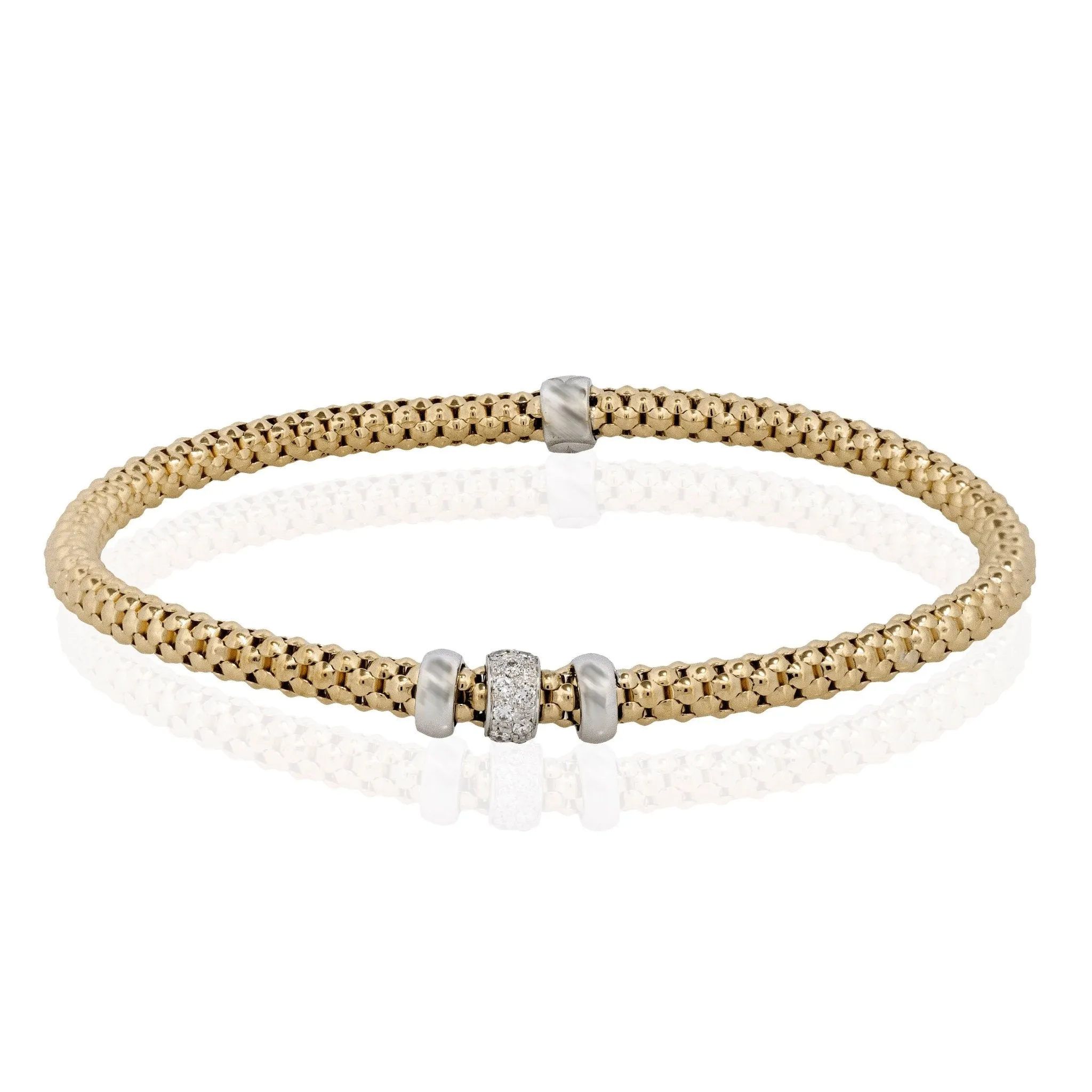 Woven Bracelet in 18k Gold with Diamonds