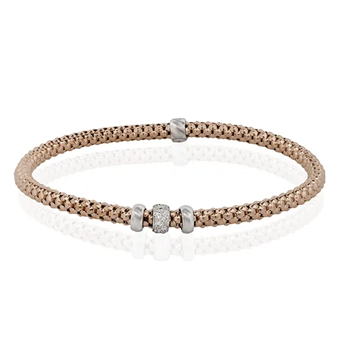 Woven Bracelet in 18k Gold with Diamonds