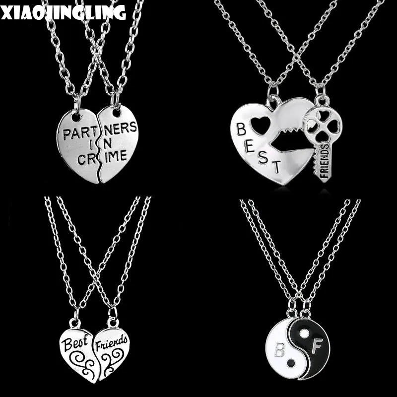 XIAOJINGLING 2017 New Style Fashion Friendship Broken Heart Parts 2 Best Friend Necklaces & Pendants Share With Your Friends