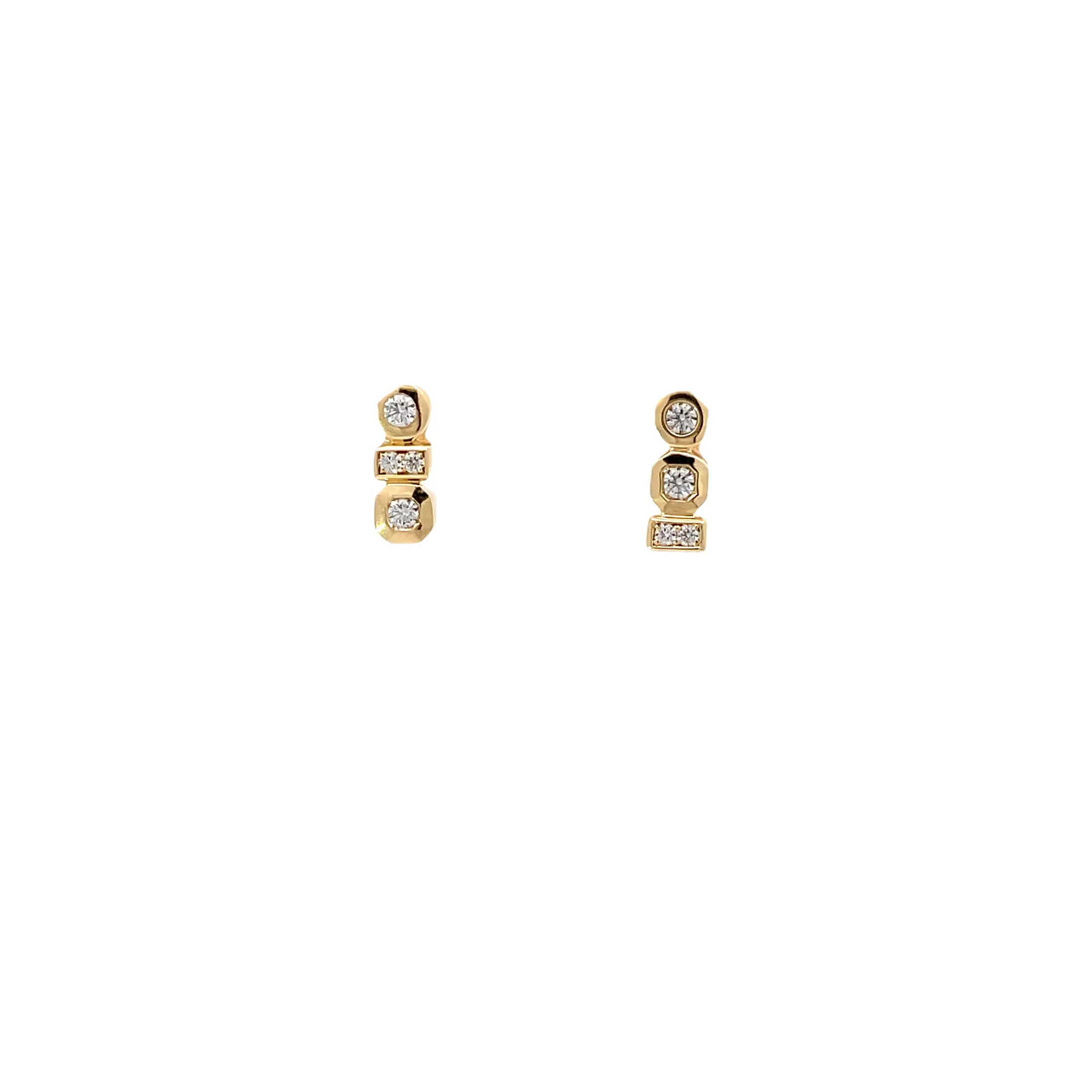 Yellow Modern Electrum Diamond Studs