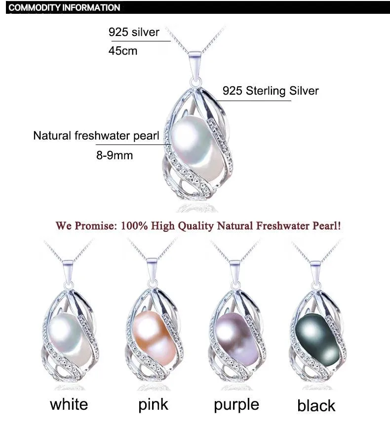 ZHBORUINI Pearl Necklace Pearl Jewelry 925 Sterling Silver Jewelry for Women Natural Freshwater Pearl Beads Pendants Wholesale